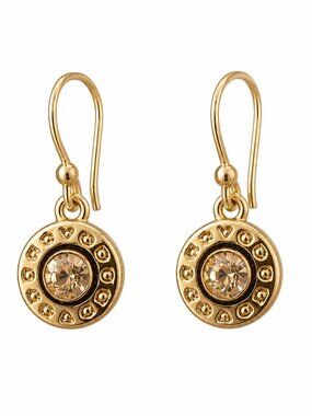Coach Rose Gold Crystal Logo Drop Earrings